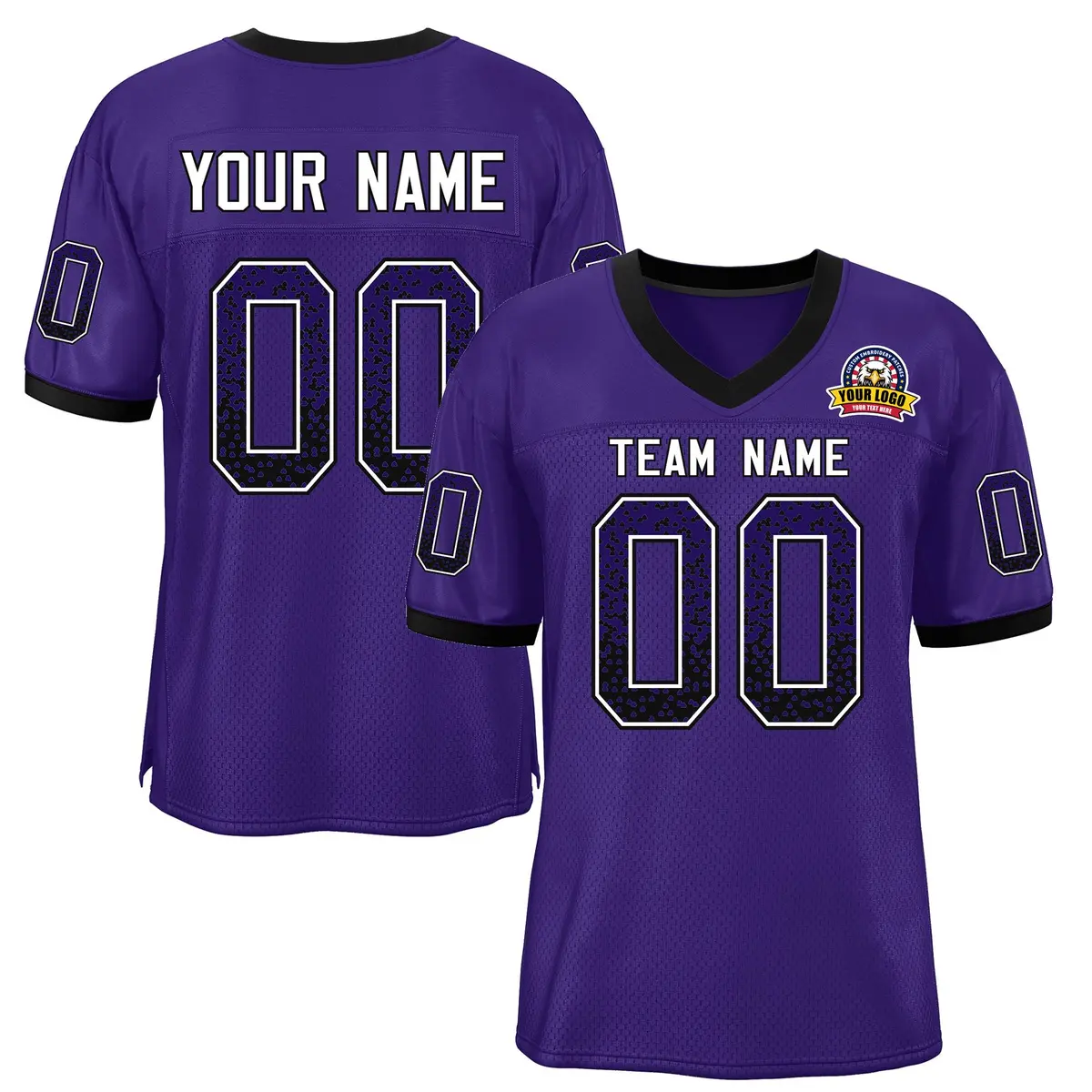 Purple White-Black Drift Fashion Mesh Football Jersey