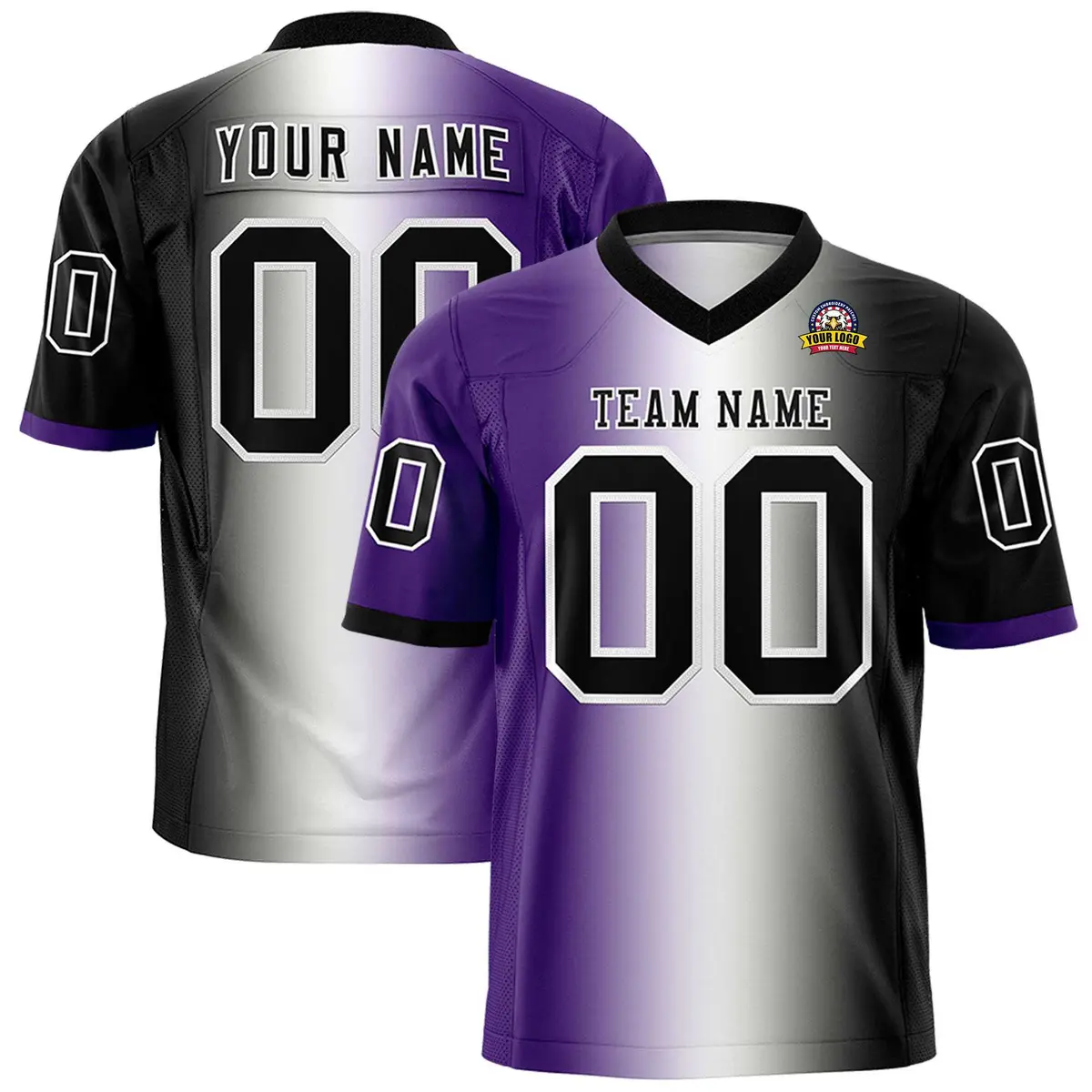 Purple White-Black Gradient Football Jersey