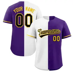Purple White-Black Split Fashion Baseball Jersey 1