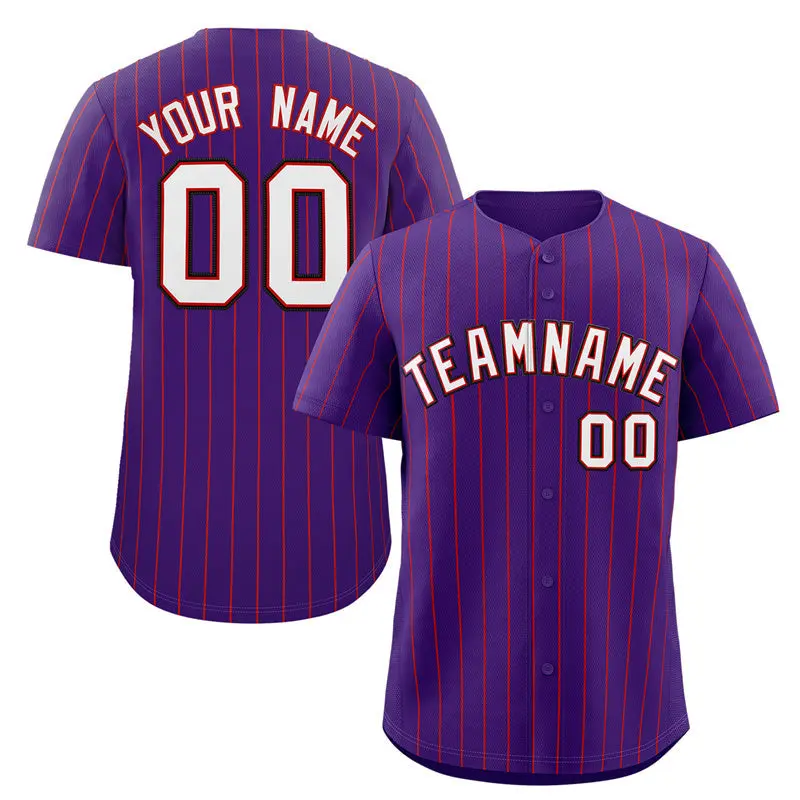 Purple White-Black Stripe Fashion Baseball Jersey