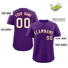 Purple White-Black Stripe Fashion Baseball Jersey 2