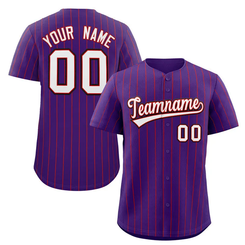 Purple White-Black Stripe Fashion Baseball Jersey