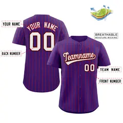 Purple White-Black Stripe Fashion Baseball Jersey 2