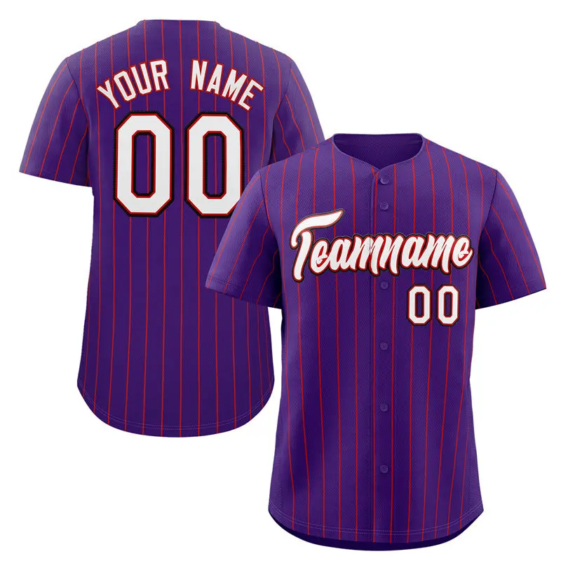 Purple White-Black Stripe Fashion Baseball Jersey