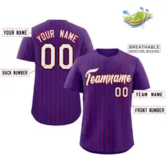 Purple White-Black Stripe Fashion Baseball Jersey 2
