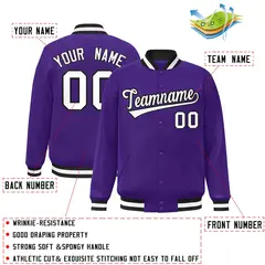 Purple White-Black Varsity Full-Snap Letterman Jacket 2