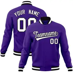 Purple White-Black Varsity Full-Snap Letterman Jacket 1