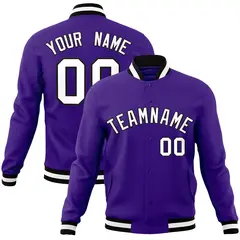 Purple White-Black Varsity Full-Snap Letterman Jacket 1