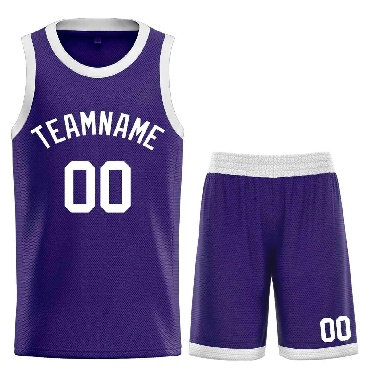 Purple White Bull Classic Curved Basketball Jersey Sets
