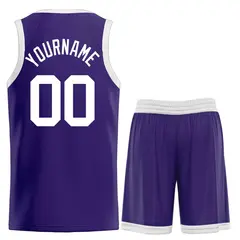 Purple White Bull Classic Curved Basketball Jersey Sets 2