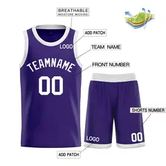 Purple White Bull Classic Curved Basketball Jersey Sets 3