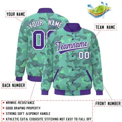 Purple White Camo Varsity Letterman Bomber Jacket 2