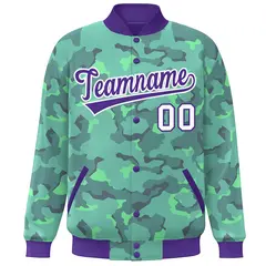 Purple White Camo Varsity Letterman Bomber Jacket 3