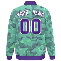 Purple White Camo Varsity Letterman Bomber Jacket 4