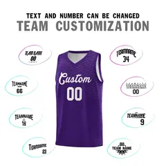 Purple White Chest Slash Pattern Basketball Jersey 3