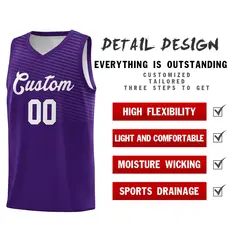 Purple White Chest Slash Pattern Basketball Jersey 5