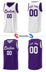 Purple White Chest Slash Pattern Double Side Basketball Jersey 3