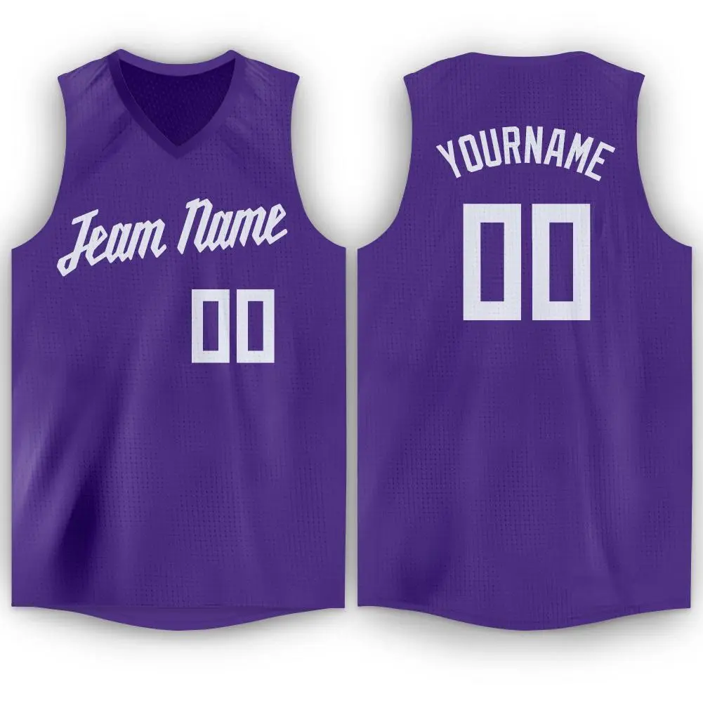 Purple White Classic Athletic Men/Boy Basketball Jersey