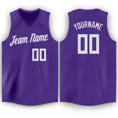 Purple White Classic Athletic Men/Boy Basketball Jersey 1