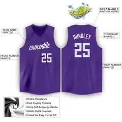 Purple White Classic Athletic Men/Boy Basketball Jersey 2