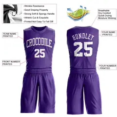 Purple White Classic Basketball Jersey 3