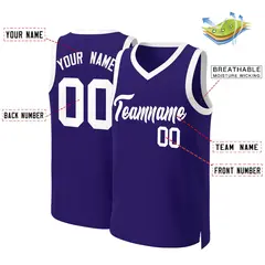 Purple White Classic Basketball Jersey 2