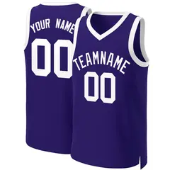 Purple White Classic Basketball Jersey 1