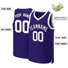 Purple White Classic Basketball Jersey 2