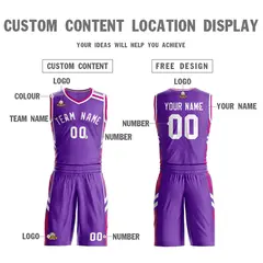 Purple White Classic Mesh Basketball Jersey Sets 3