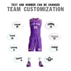 Purple White Classic Mesh Basketball Jersey Sets 4