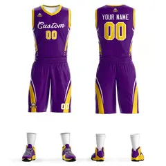 Purple White Classic Mesh Basketball Jersey Sets