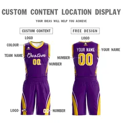 Purple White Classic Mesh Basketball Jersey Sets 3