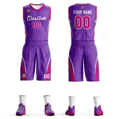 Purple White Classic Mesh Basketball Jersey Sets