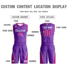 Purple White Classic Mesh Basketball Jersey Sets 3