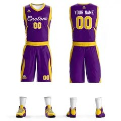 Purple White Classic Mesh Basketball Jersey Sets
