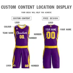 Purple White Classic Mesh Basketball Jersey Sets 3