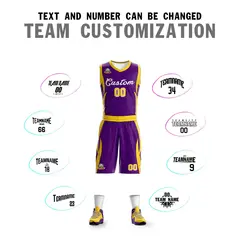 Purple White Classic Mesh Basketball Jersey Sets 4