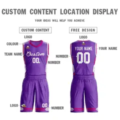 Purple White Classic Mesh Basketball Jersey Sets 3