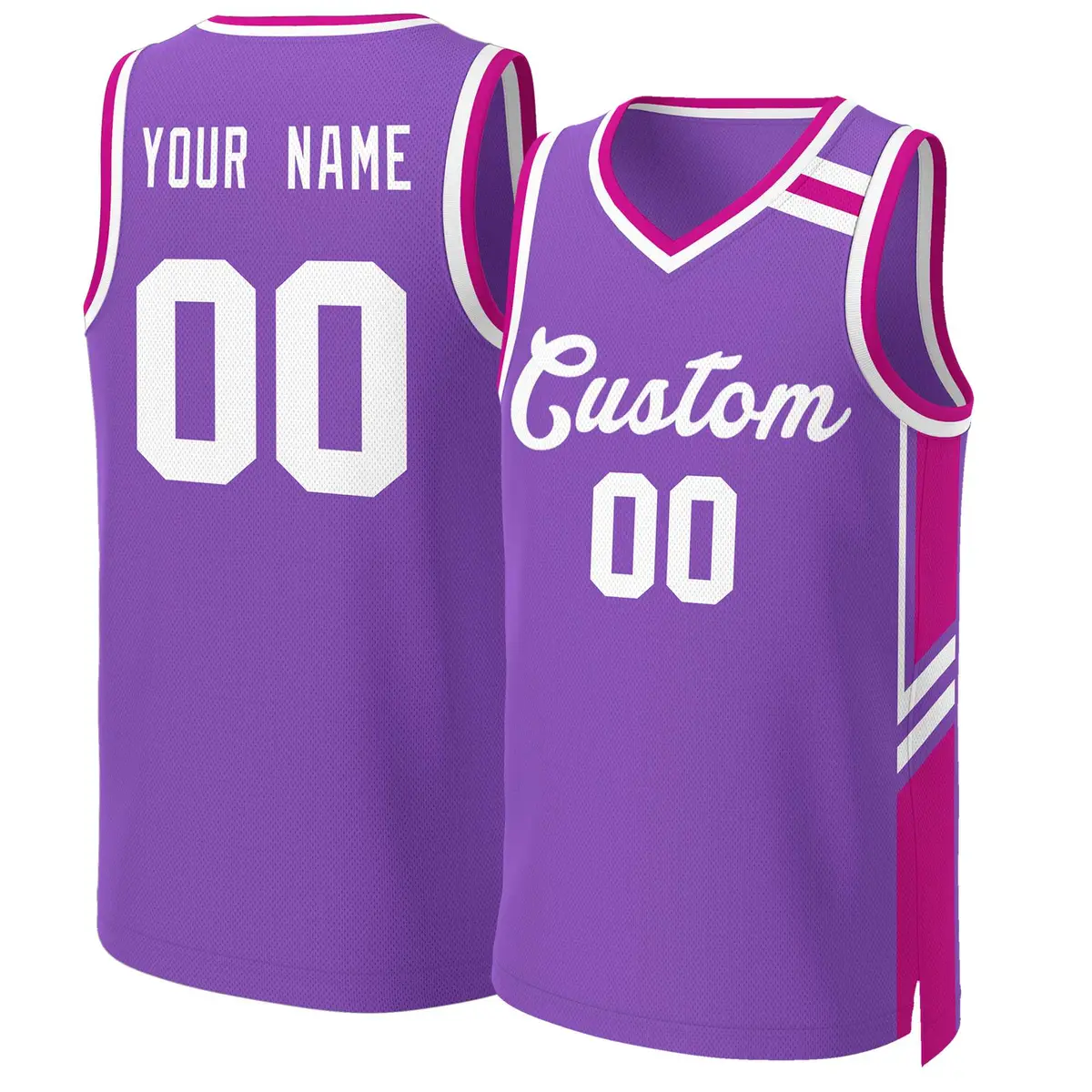 Purple White Classic Mesh Basketball Jersey