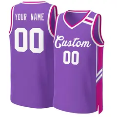 Purple White Classic Mesh Basketball Jersey 1