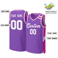 Purple White Classic Mesh Basketball Jersey 2