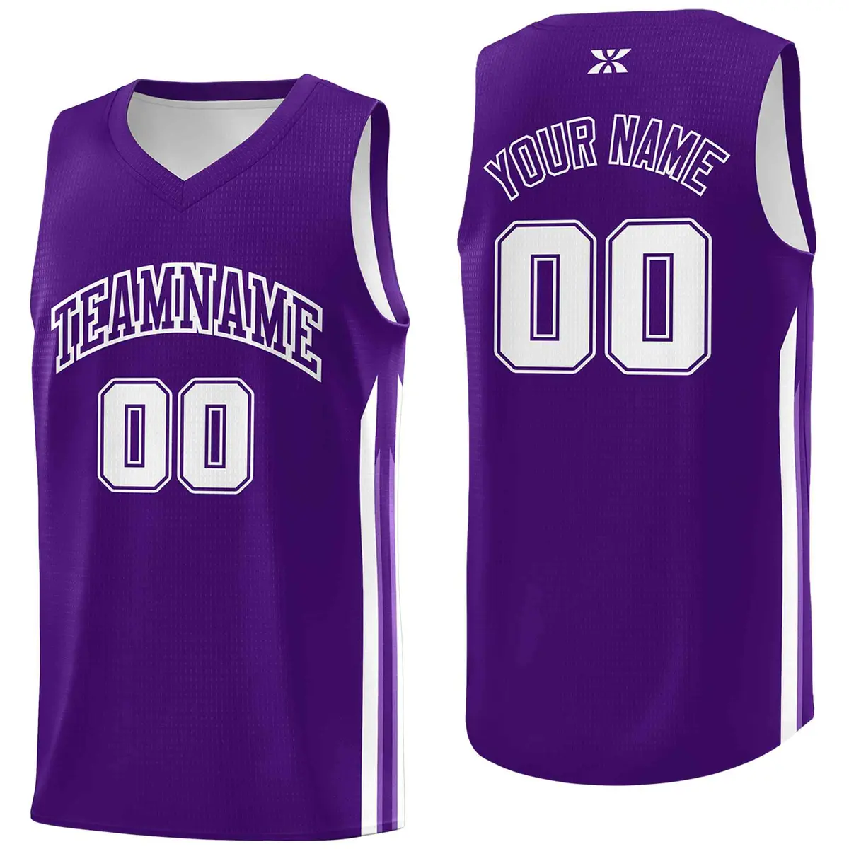 Purple White Classic Mesh Bull Basketball Jersey