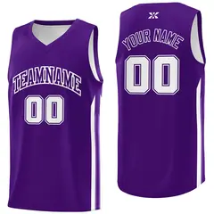 Purple White Classic Mesh Bull Basketball Jersey
