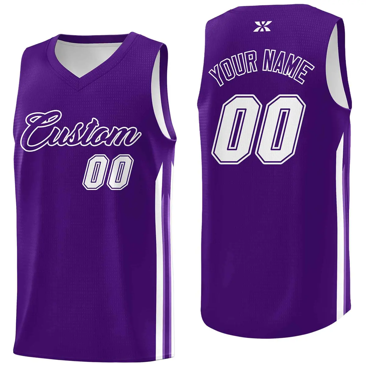 Purple White Classic Mesh Sport Basketball Jersey