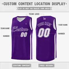 Purple White Classic Mesh Sport Basketball Jersey 2