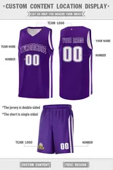 Purple White Classic Sets Sports Uniform Basketball Jersey 2