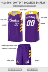 Purple White Classic Sets Sports Uniform Basketball Jersey 2