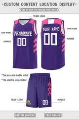 Purple White Classic Sets Sports Uniform Basketball Jersey 2
