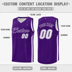 Purple White Classic Sport Basketball Jersey 2