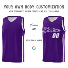 Purple White Classic Sport Basketball Jersey 3